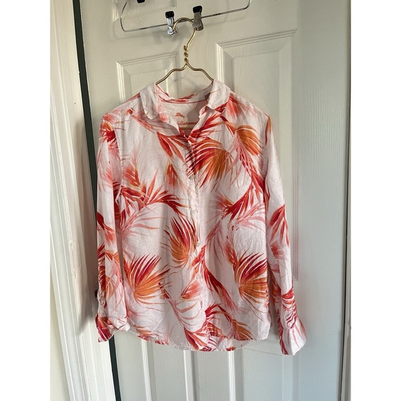 Tommy Bahama Linen Floral Tropical Print Button Down Shirt Small S Summer - Picture 6 of 10
